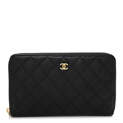 Chanel Caviar Quilted Large Zip Around Organizer Wallet Black 1 of 9