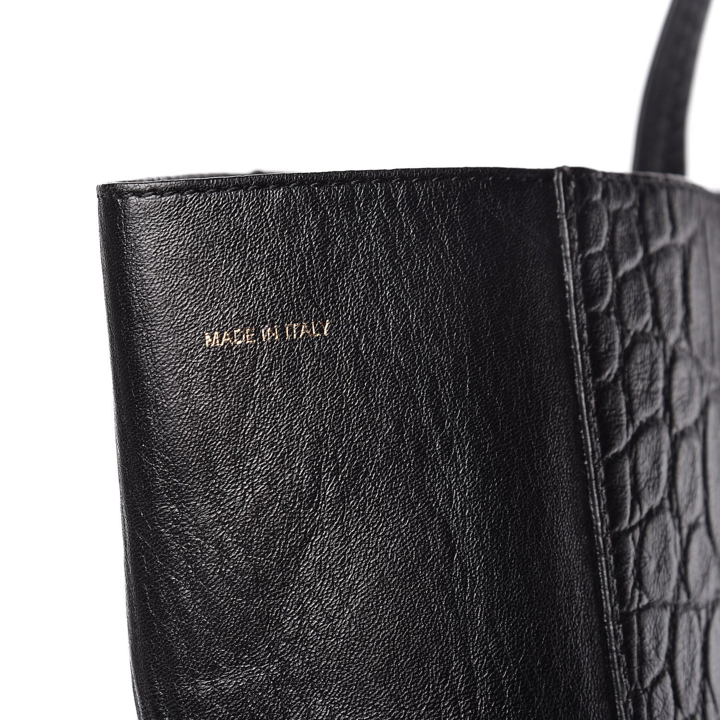 Lambskin Crocodile Embossed Vertical Cabas Black