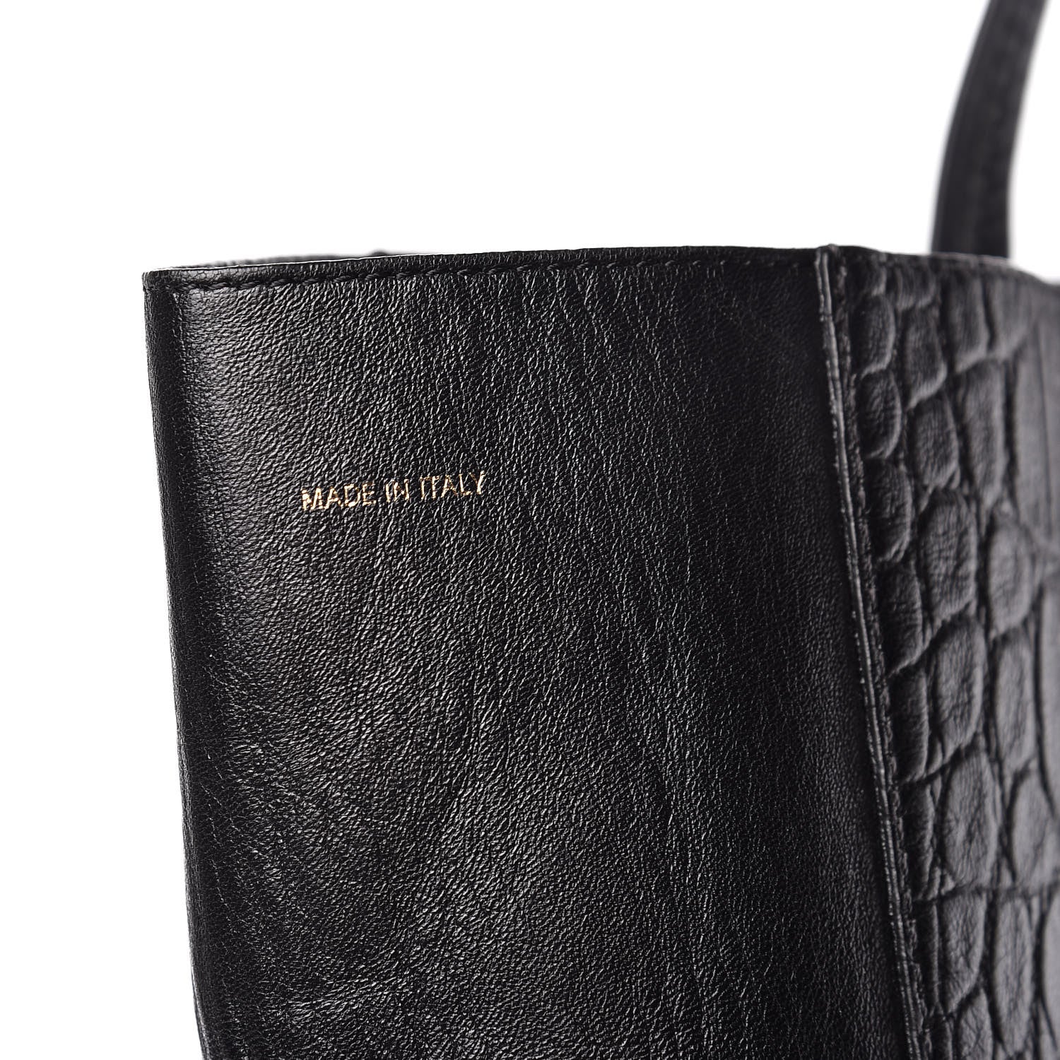 Celine Lambskin Crocodile Embossed Vertical Cabas Black 13 of 14