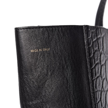 Celine Lambskin Crocodile Embossed Vertical Cabas Black 13 of 14