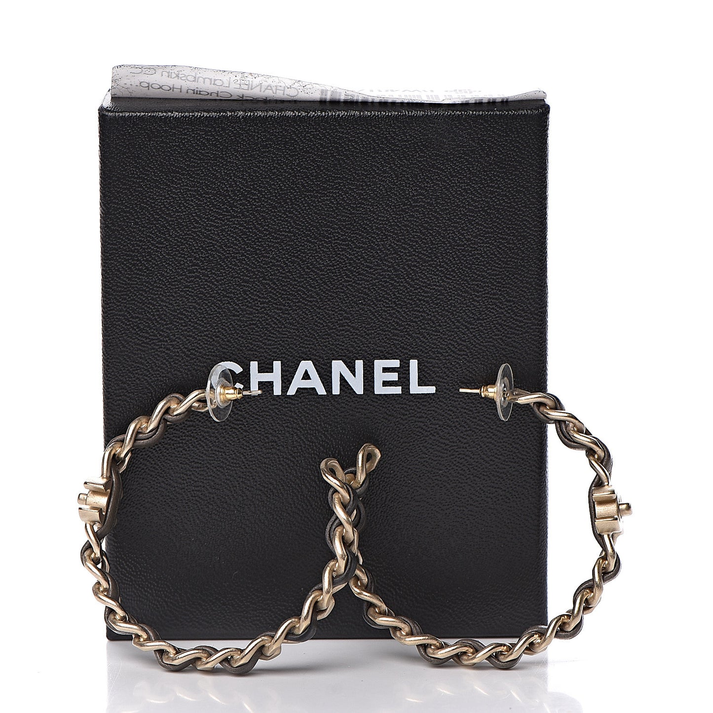 Lambskin CC Turnlock Chain Hoop Earrings Matte Gold