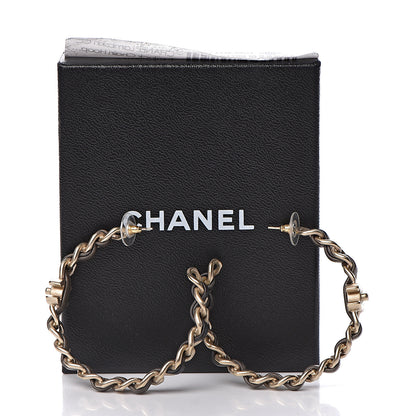 Chanel Lambskin CC Turnlock Chain Hoop Earrings Matte Gold 5 of 5