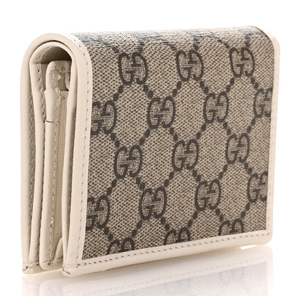 Gucci GG Supreme Monogram Azalea Calfskin Horsebit 1955 Card Case Wallet Beige Ebony Mystic White 3 of 8