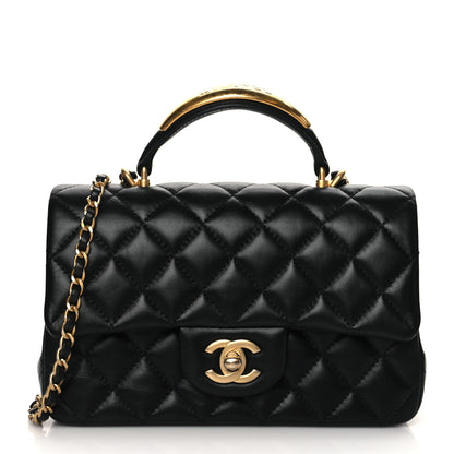 Chanel Lambskin Quilted Metal Mini Top Handle Rectangular Flap Black 1 of 10