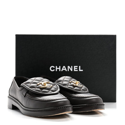 Chanel Lambskin Quilted CC Turnlock Loafers 38.5 Dark Brown 10 of 10