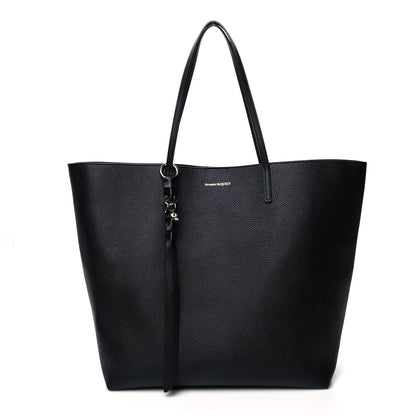 Alexander McQueen Grained Calfskin Skull Open Shopper Tote Black 3 of 13