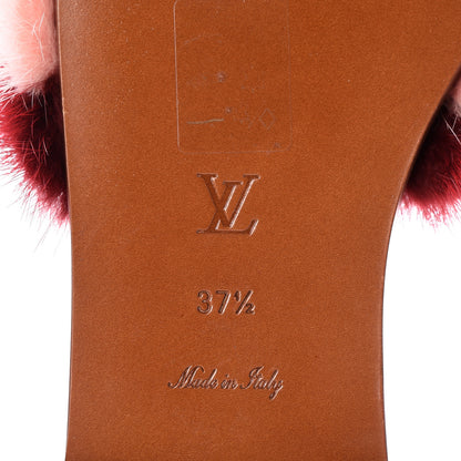 Louis Vuitton Mink Fur Lock It Flat Mule 37.5 Bordeaux 9 of 11