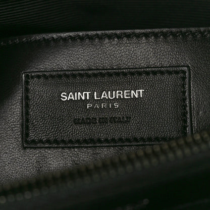 Saint Laurent Sheepskin Matelasse Chevron Monogram Large College Satchel Black Tulip 7 of 12