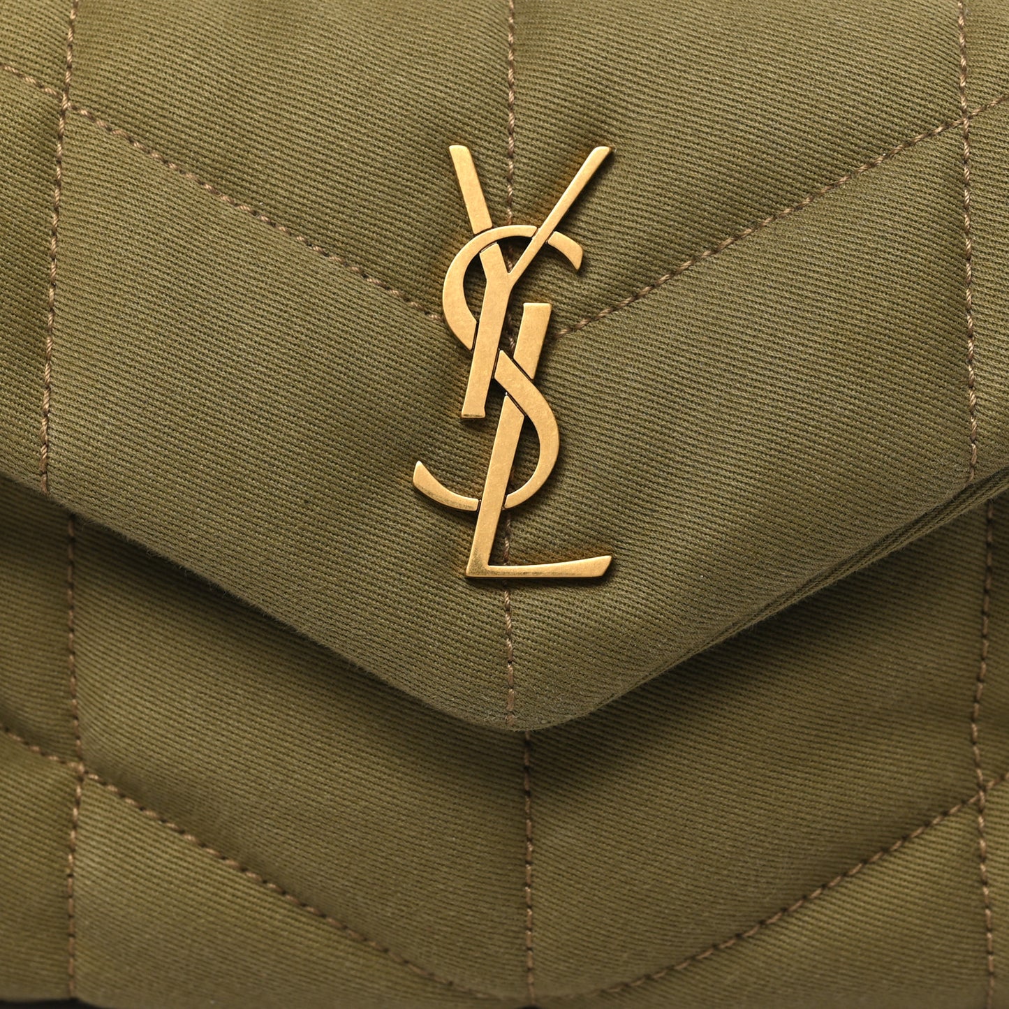 Canvas Quilted Toy Loulou Puffer Monogram Chain Satchel Fir Green