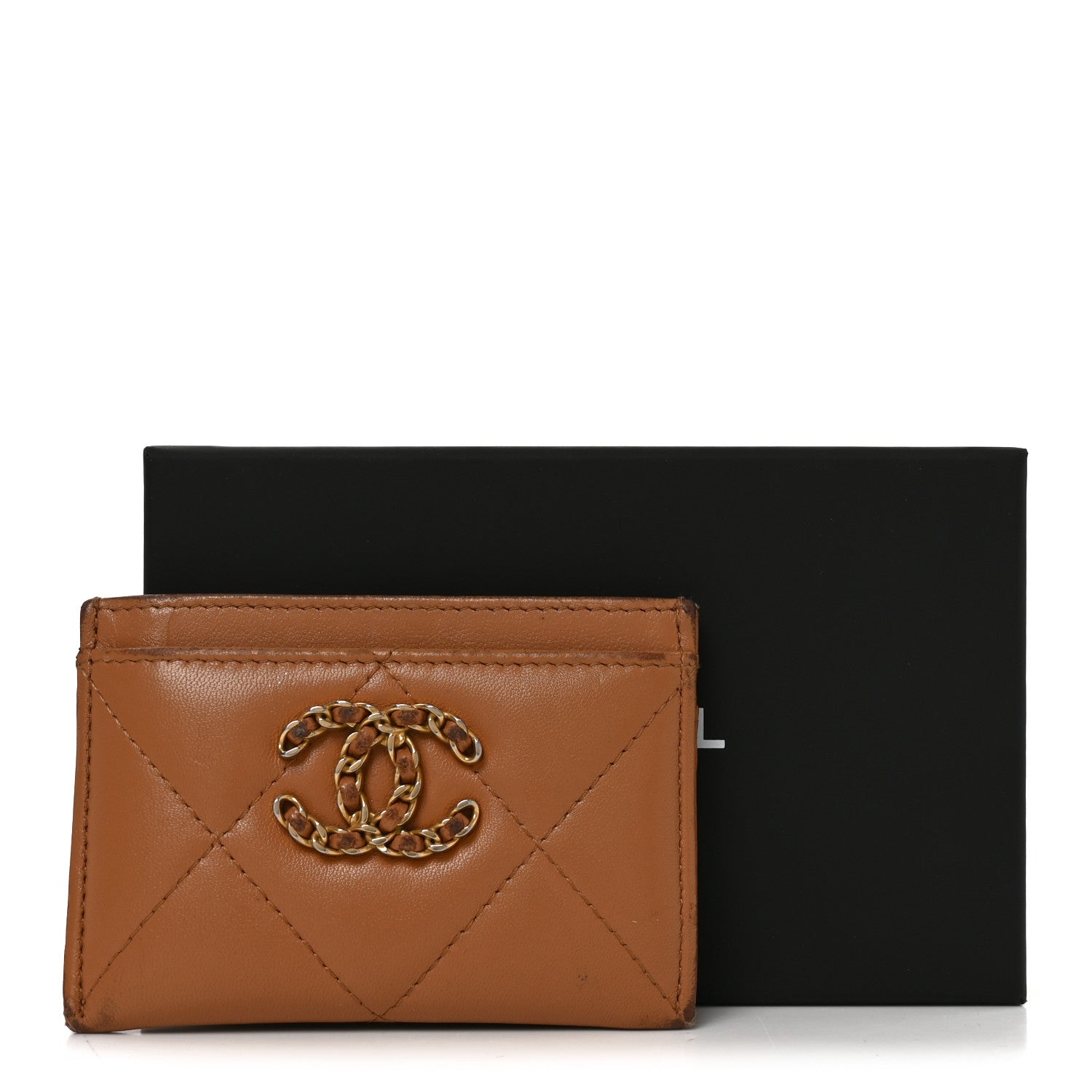 Chanel Lambskin Quilted Chanel 19 Card Holder Brown 10 of 10