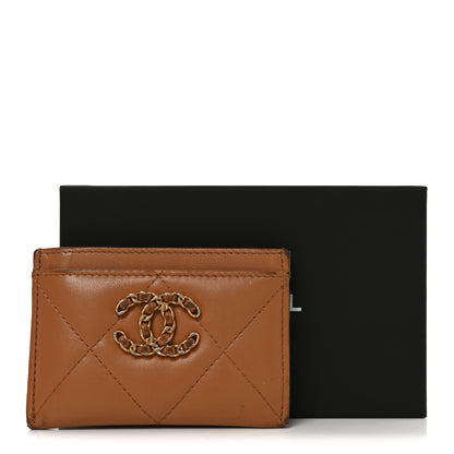 Chanel Lambskin Quilted Chanel 19 Card Holder Brown 10 of 10