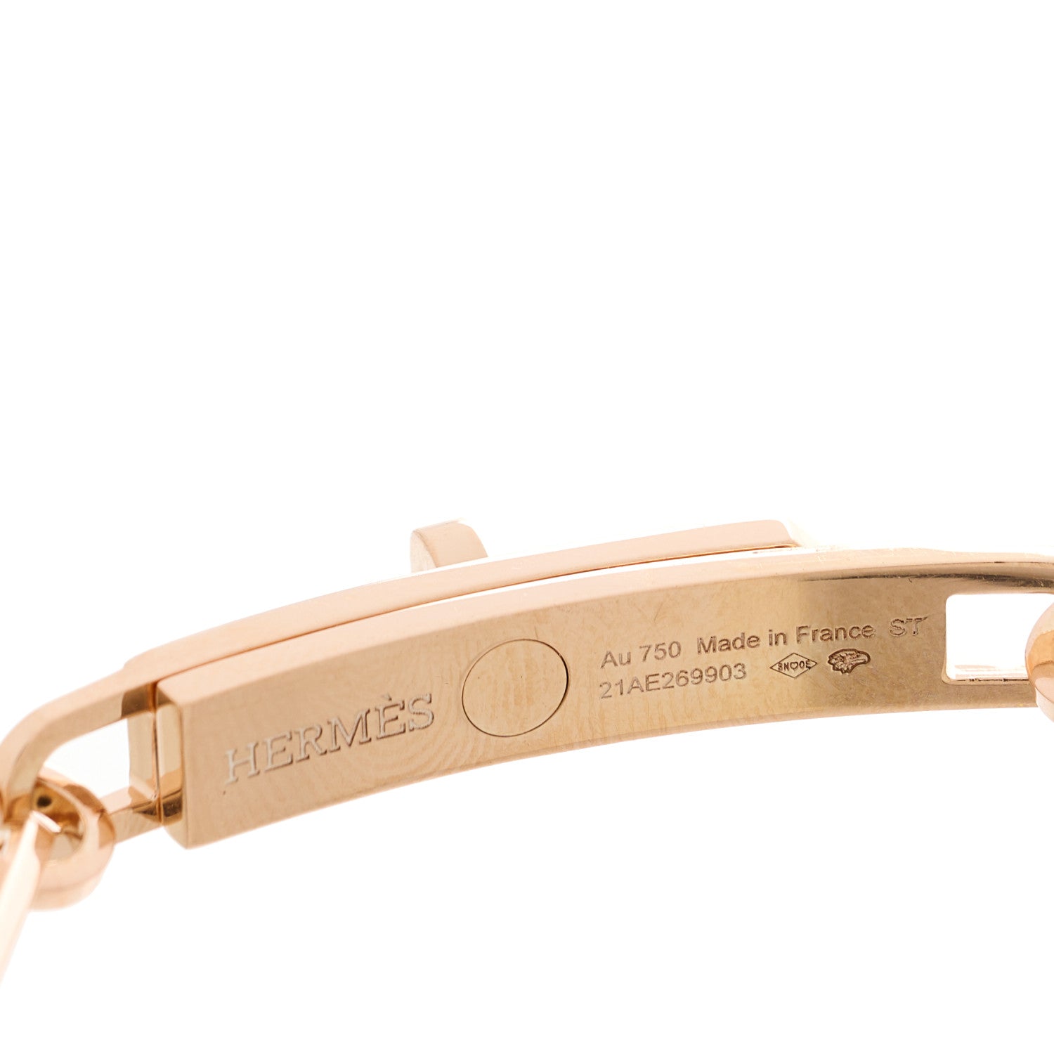 Hermes 18K Rose Gold Diamond Pave PM Kelly Chaine Bracelet ST 4 of 4