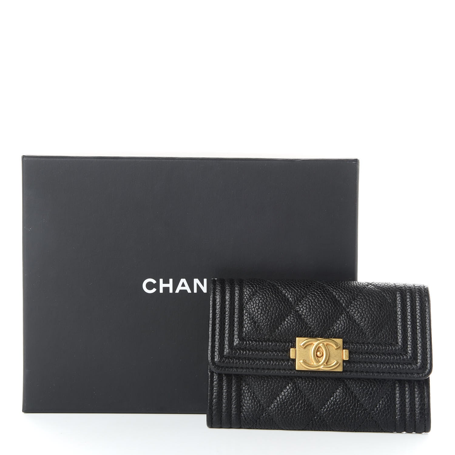 Chanel Caviar Quilted Boy Flap Card Holder Black 9 of 9