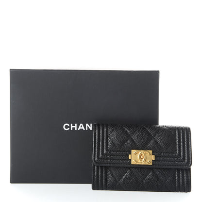 Chanel Caviar Quilted Boy Flap Card Holder Black 9 of 9