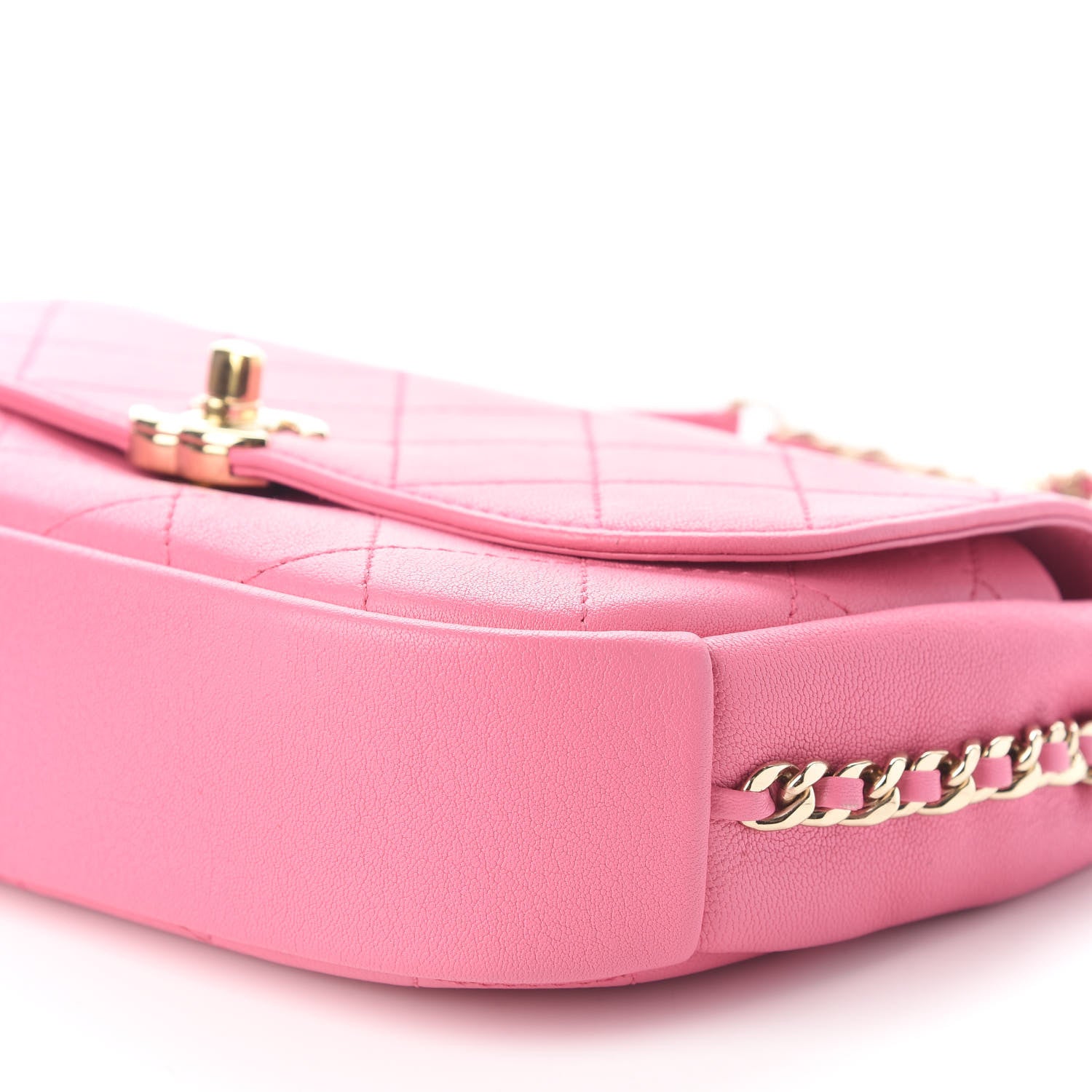 Chanel Goatskin Stitched Casual Trip Single Flap Pink 9 of 9