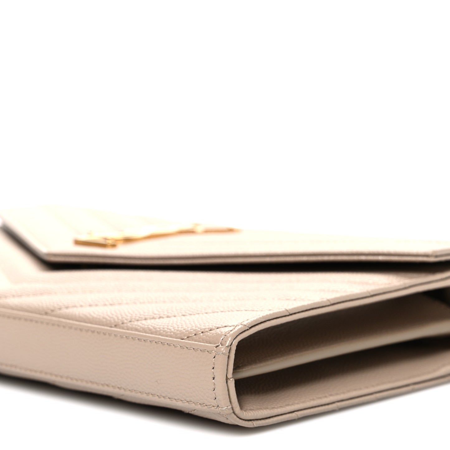 Grain De Poudre Matelasse Chevron Monogram Chain Wallet Nude Powder