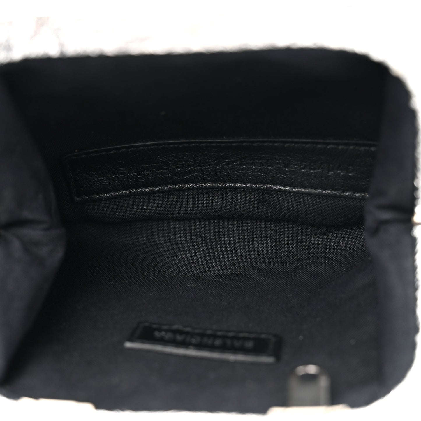 Metallic Textured Calfskin Logo Cloud Coin Purse With Strap Silver