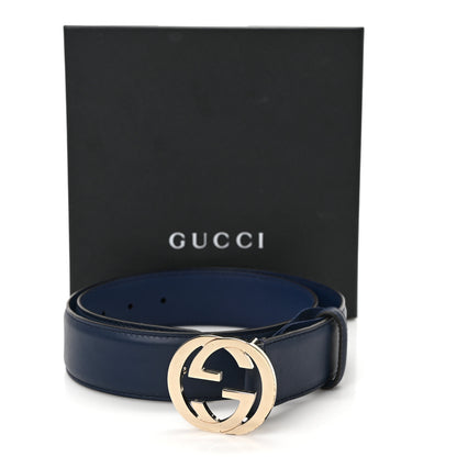Gucci Moon Calfskin Interlocking G 37mm Belt 80 32 Cobalt Blue 5 of 5