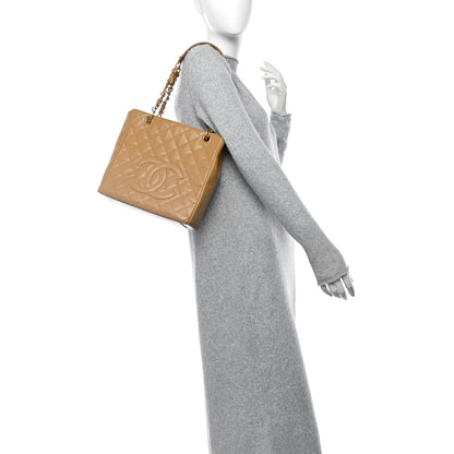 Chanel Caviar Quilted Petit Shopping Tote PST Dark Beige 2 of 19