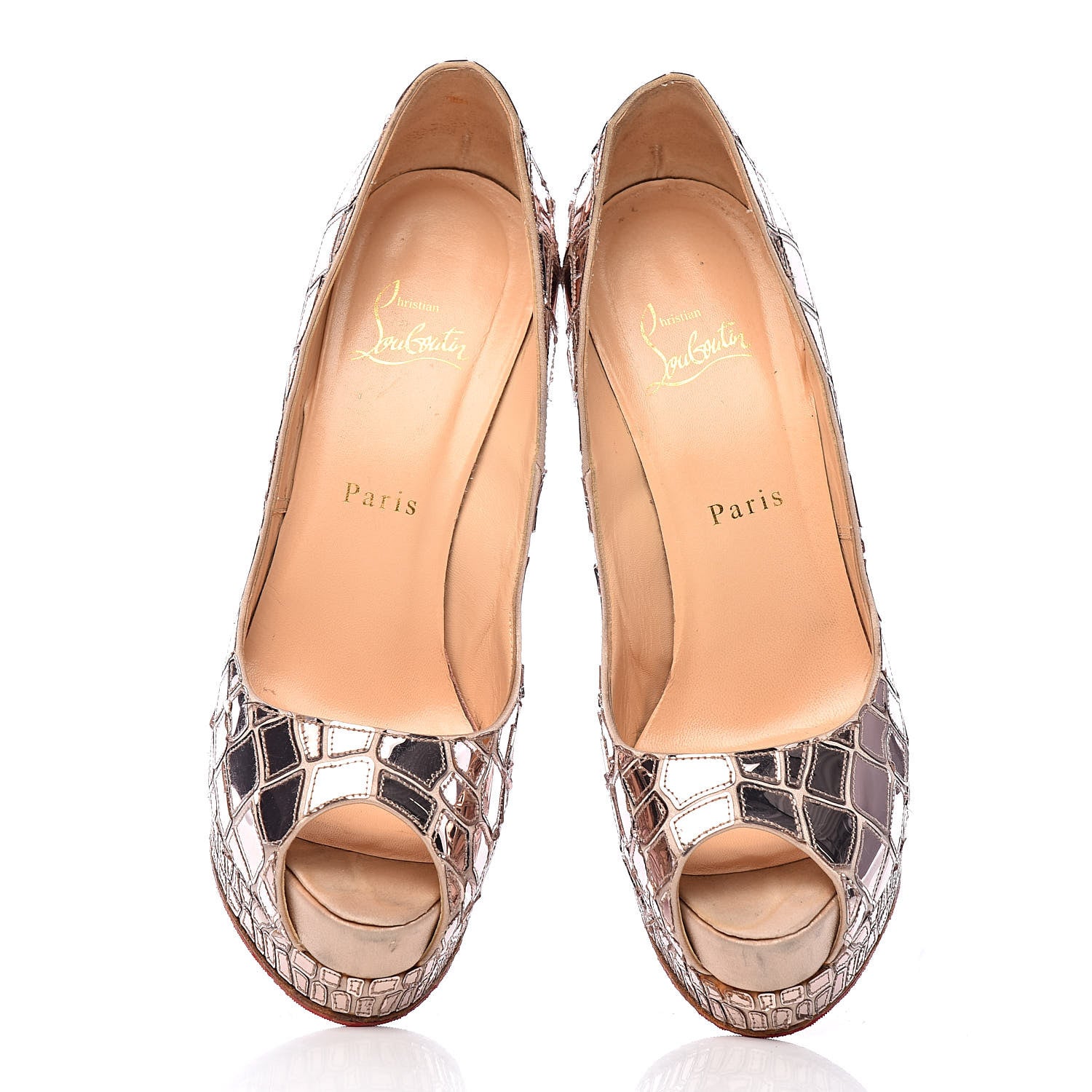 Christian Louboutin Crepe Satin Sequins Sobek 140 Pumps 39 Tourterelle 17 of 17