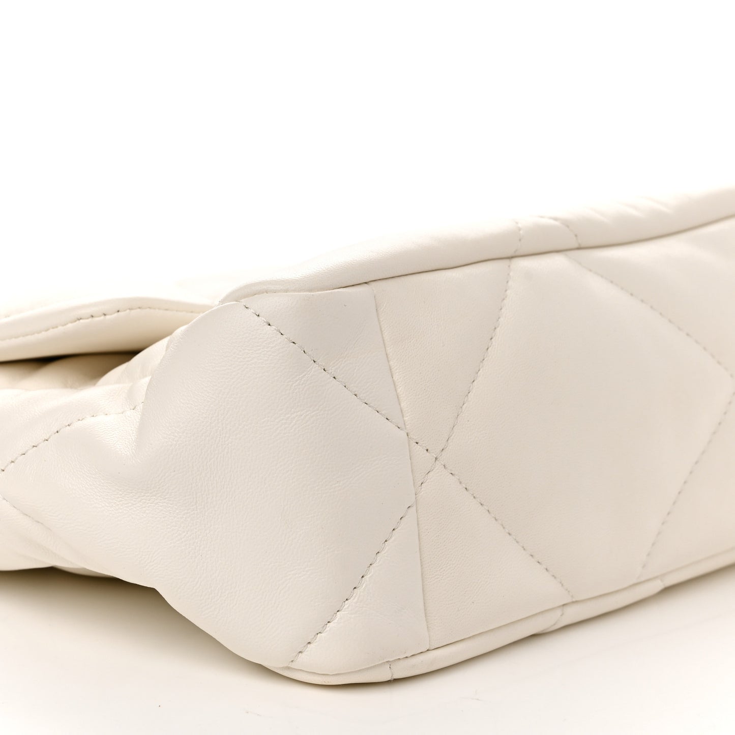 Goatskin Quilted Large Chanel 19 Flap White