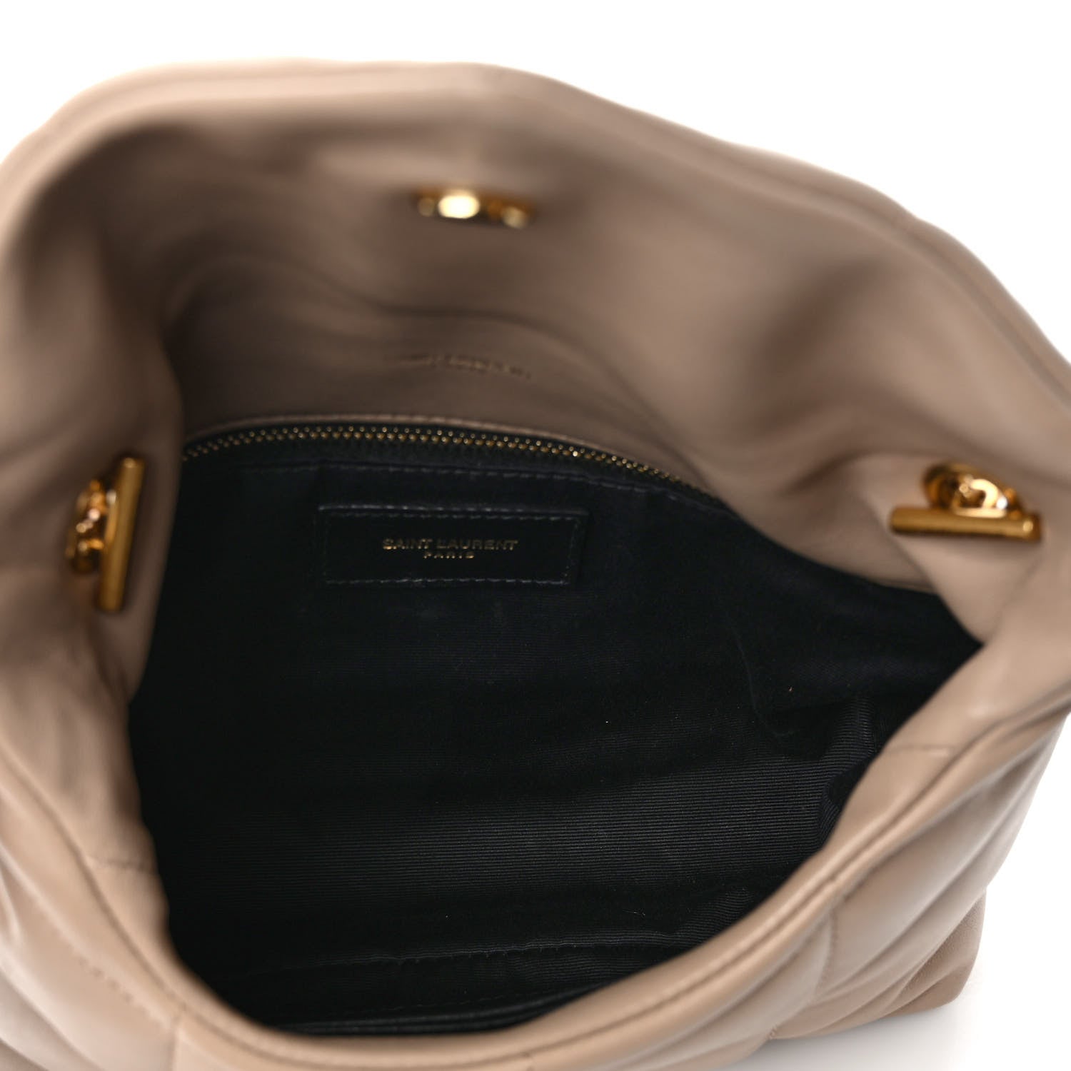 Saint Laurent Lambskin Quilted Toy Loulou Puffer Monogram Chain Satchel Nude Powder 5 of 10