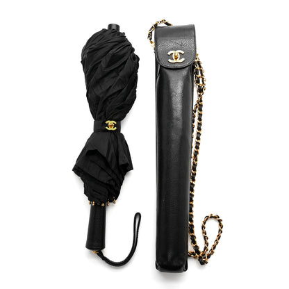 Chanel Nylon Grained Calfskin Umbrella With Case Black 7 of 7