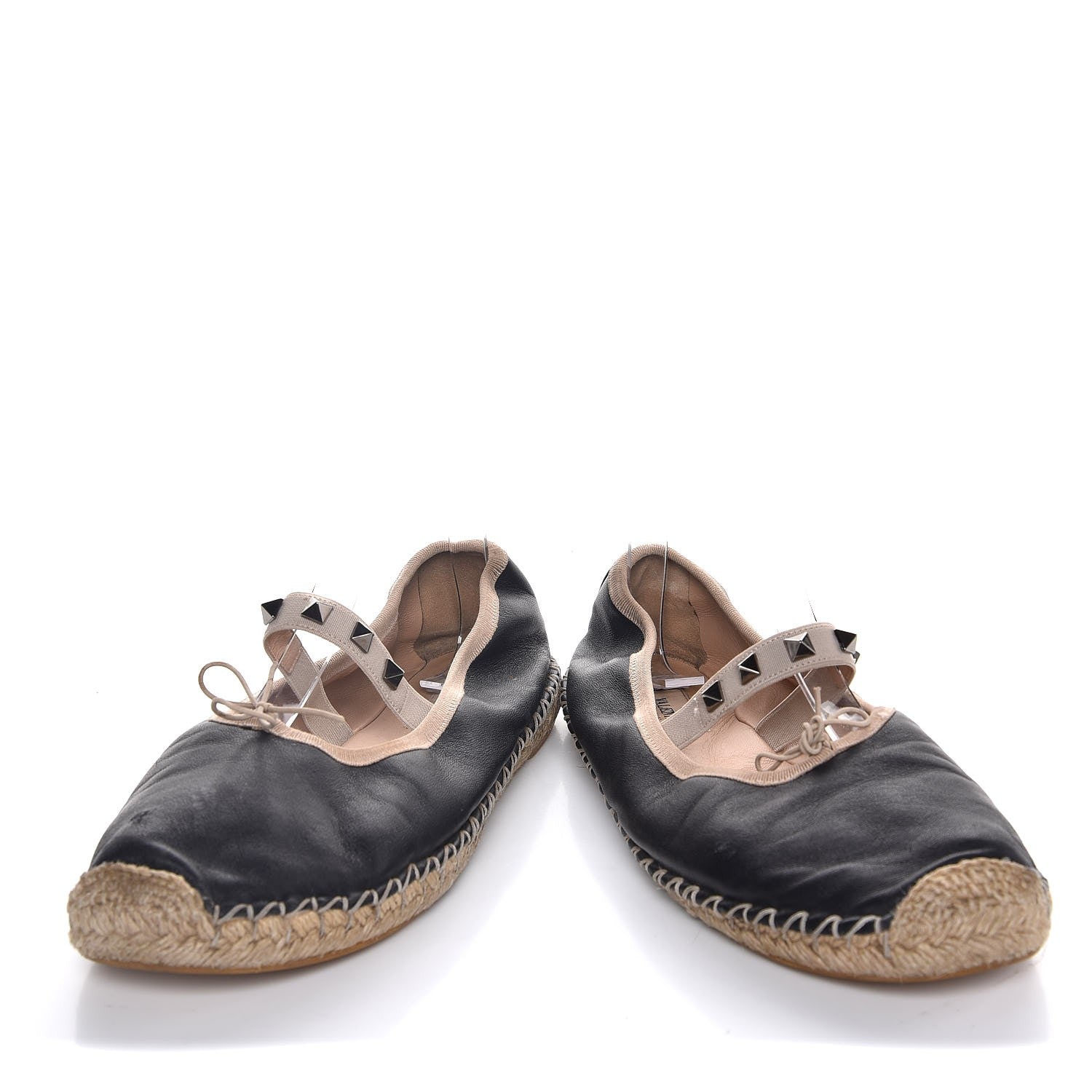 Valentino Garavani Nappa Rockstud Ballerina Espadrille Flats 39 Black 6 of 10