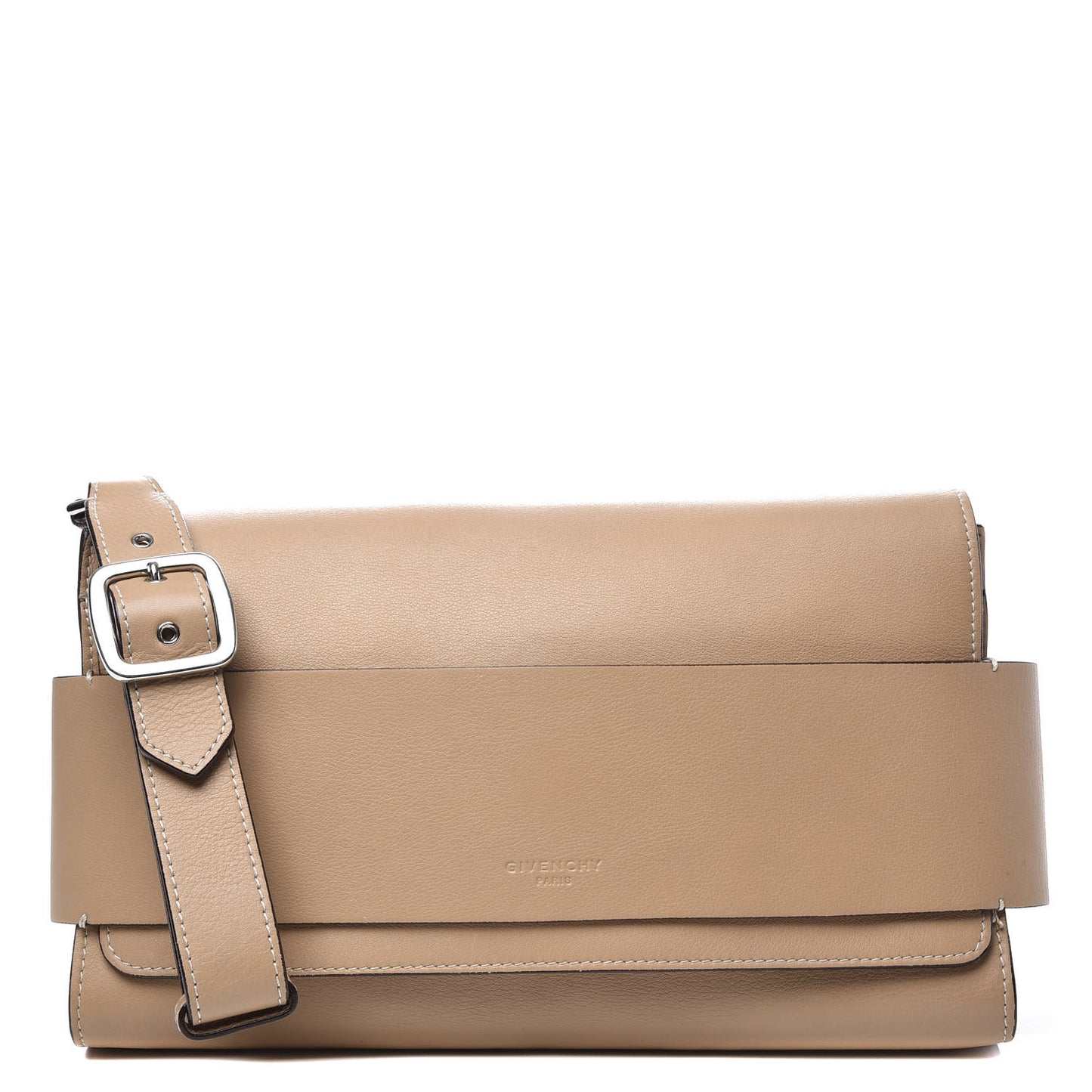 Calfskin Flat Evening Clutch Beige