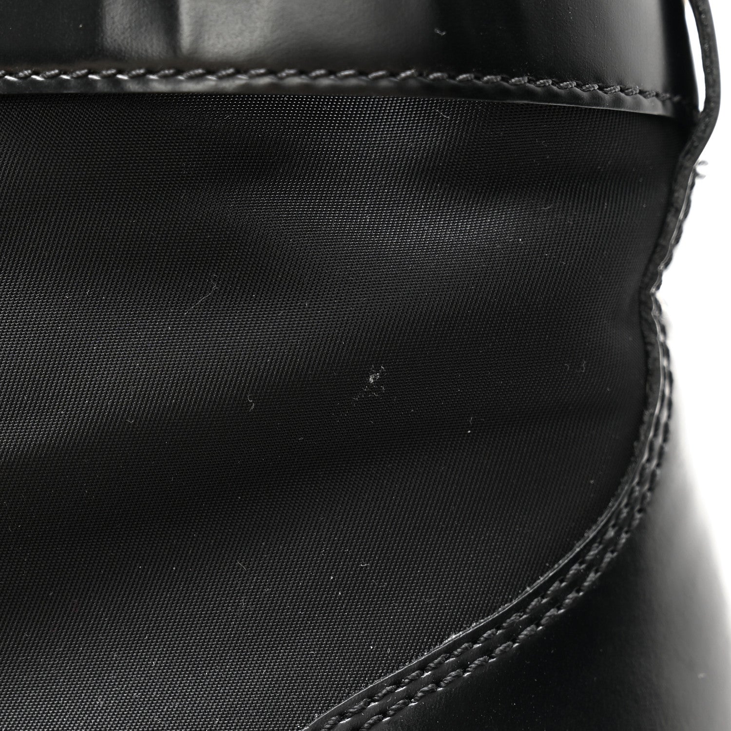 Prada Vitello Lux Nylon Metal Triangle Logo Monolith Pouch Pocket 55mm Tall Combat Boots 38.5 Black 11 of 11
