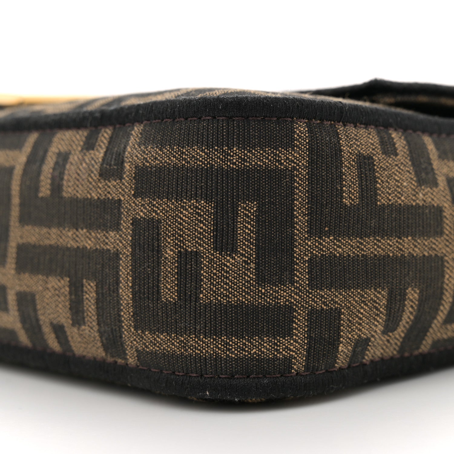 Fendi Fabric Jacquard FF 1974 Medium Baguette Tobacco Moro Black 10 of 11