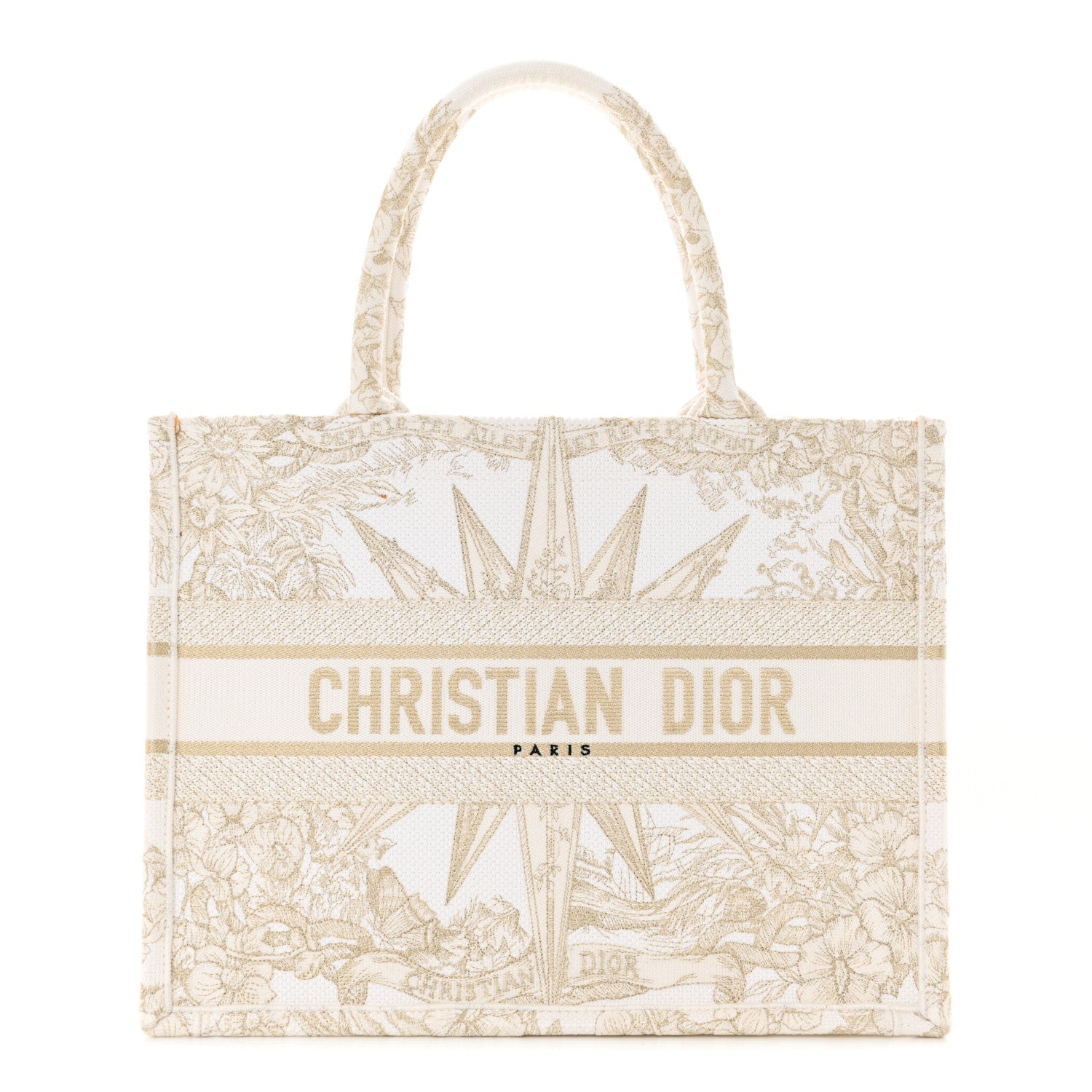 Christian Dior Canvas Embroidered Medium Reve d'Infini Book Tote Gold 1 of 13