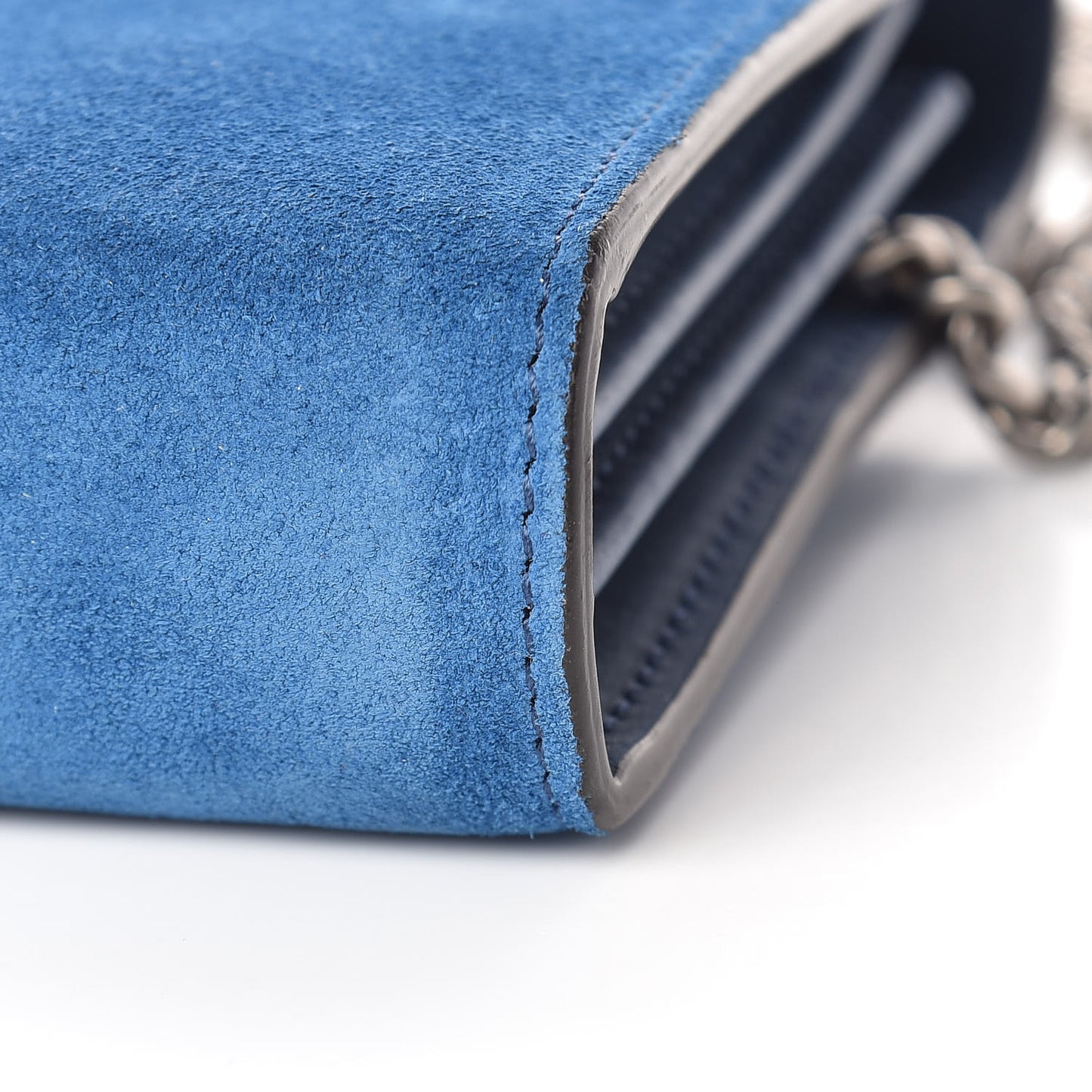 Suede Mini Dionysus Chain Wallet Blue