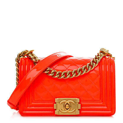Chanel Patent Calfskin Quilted Small Boy Flap Orange 1 of 11
