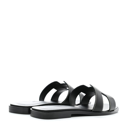 Hermes Box Calfskin Oran Sandals 35 Black 4 of 9