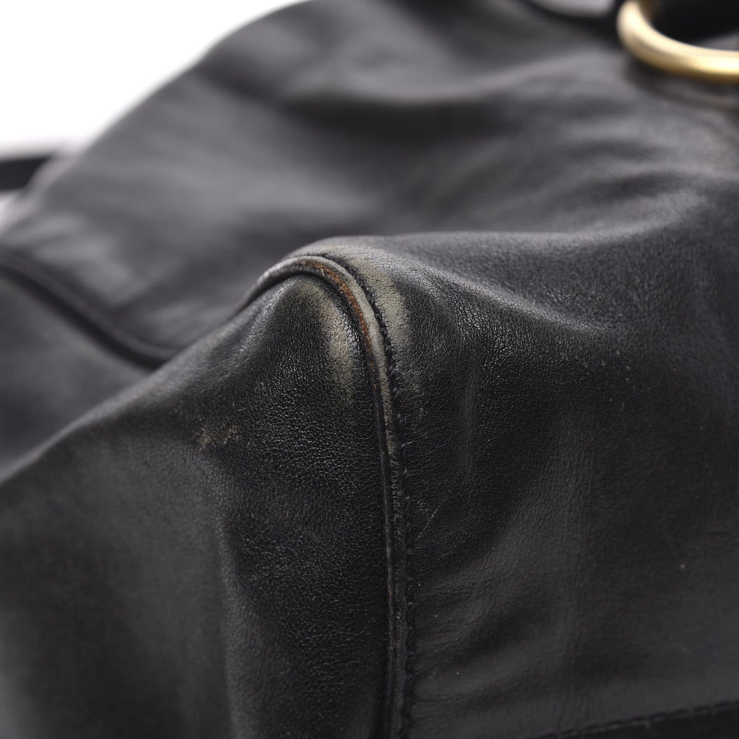 Vitello Lux Gathered Tote Black