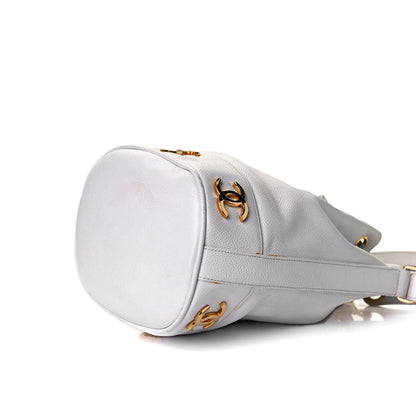 Chanel Caviar Drawstring Bucket Bag White 8 of 17