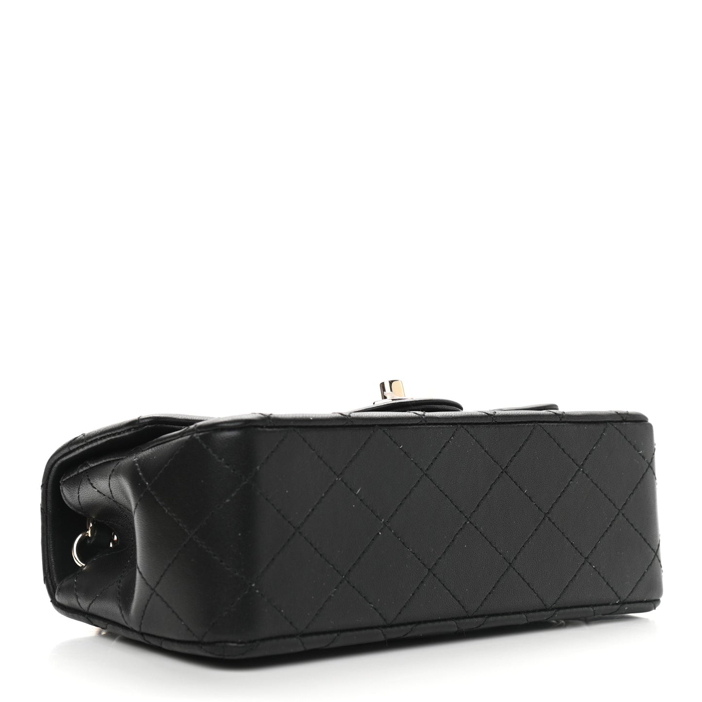 Lambskin Quilted Mini Rectangular Flap Black