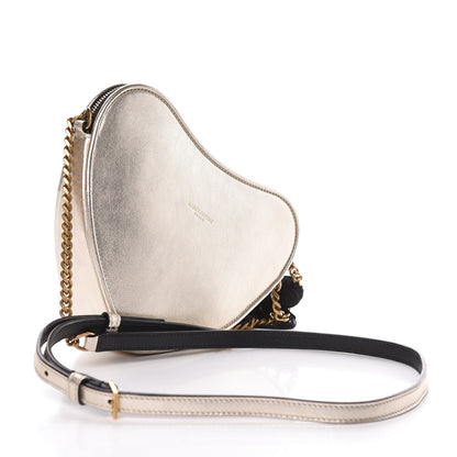 Saint Laurent Metallic Calfskin Heart Monogram Crossbody Pale Gold 3 of 10