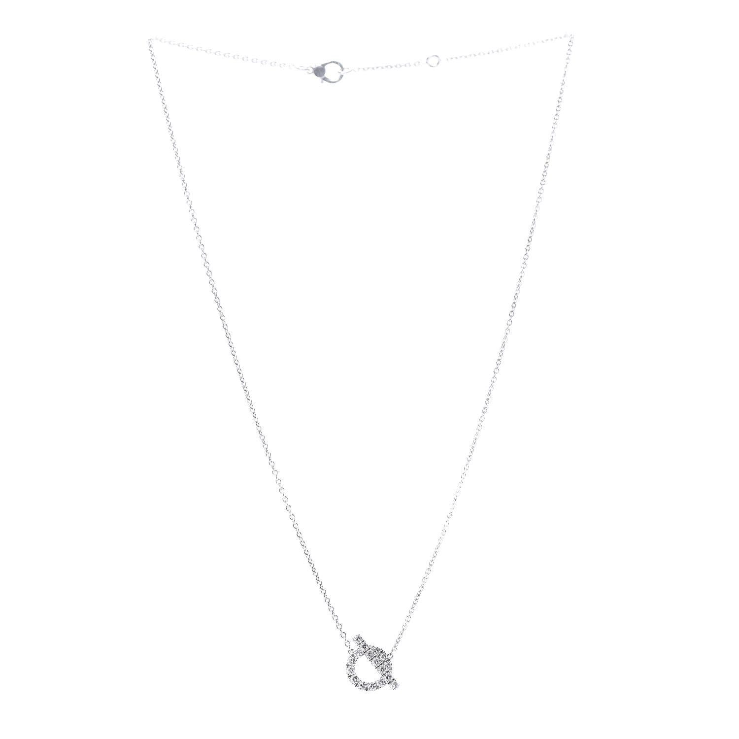 Hermes 18K White Gold Diamond Finesse Pendant Necklace 3 of 5