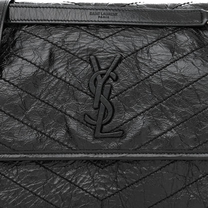 Saint Laurent Crinkled Calfskin Matelasse Monogram Medium Niki Chain Satchel Black 8 of 11