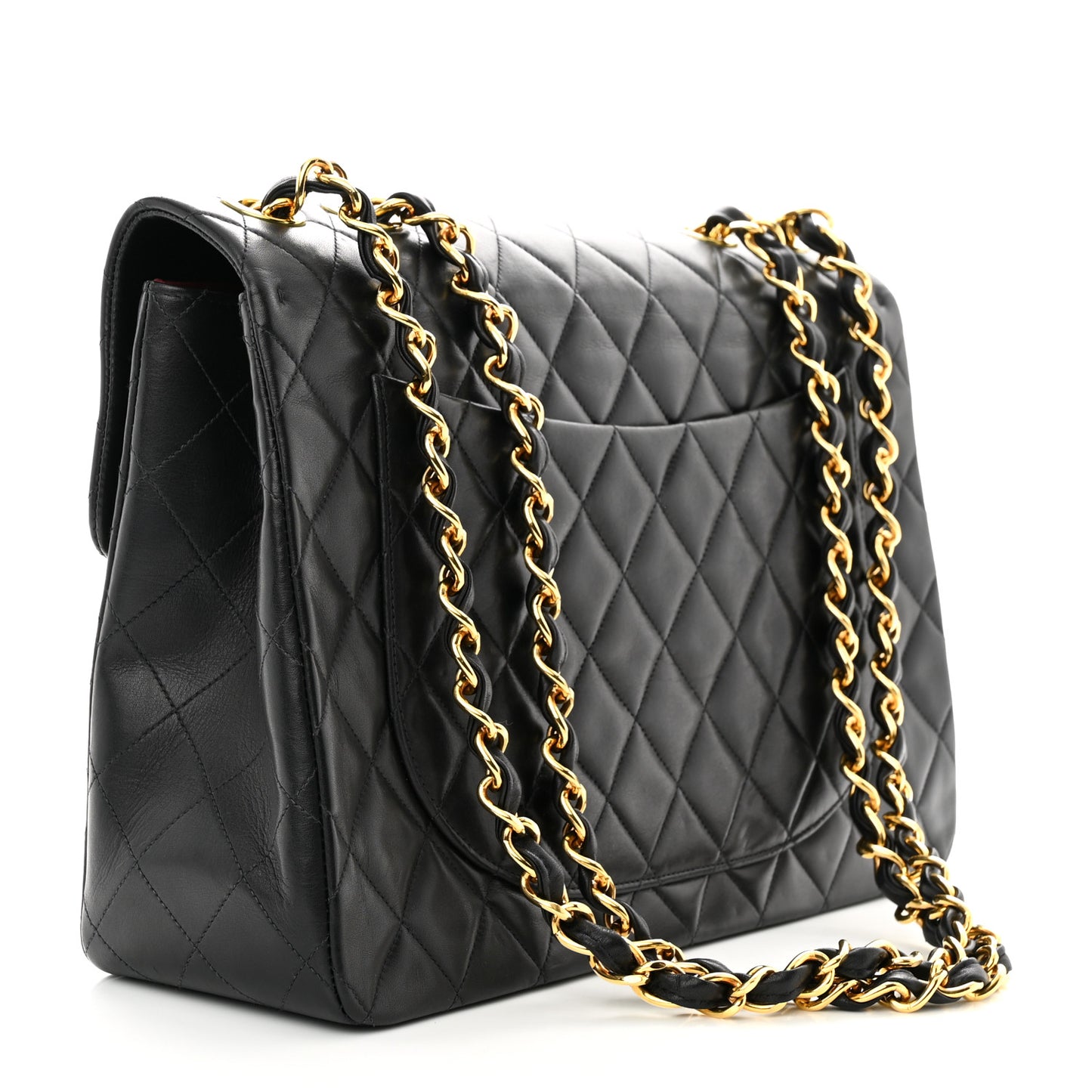 Lambskin Quilted XL Jumbo Single Flap Black