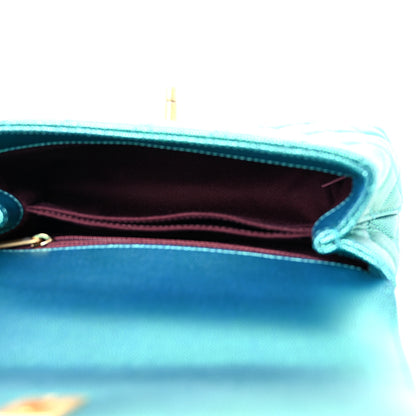 Chanel Metallic Caviar Quilted Mini Coco Handle Flap Blue 4 of 9