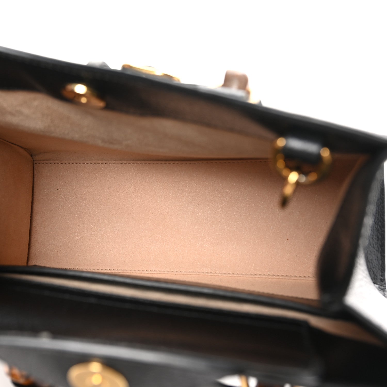 Gucci Textured Dollar Calfskin Web Small Diana Tote Bag Black Dusty Grey 5 of 11