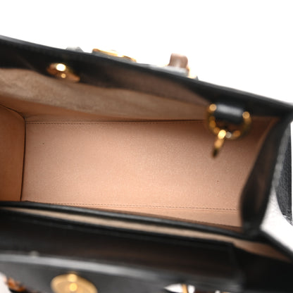 Gucci Textured Dollar Calfskin Web Small Diana Tote Bag Black Dusty Grey 5 of 11