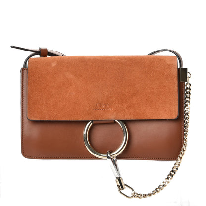 Chloe Suede Calfskin Small Faye Shoulder Bag Tobacco 1 of 10