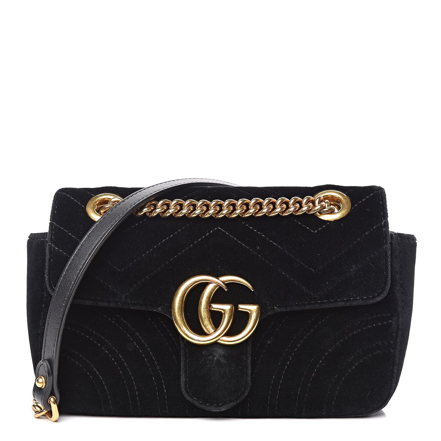 Velvet Matelasse Mini GG Marmont Shoulder Bag Black