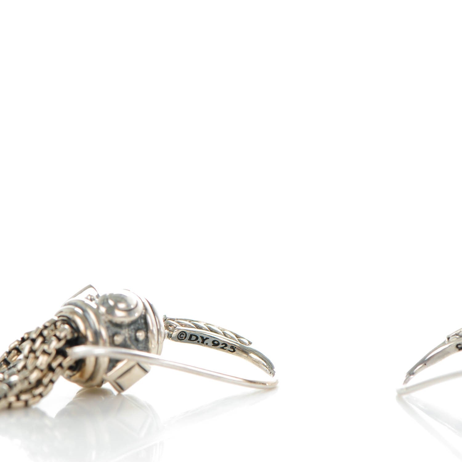 David Yurman Sterling Silver Diamond Renaissance Drop Earrings 4 of 4