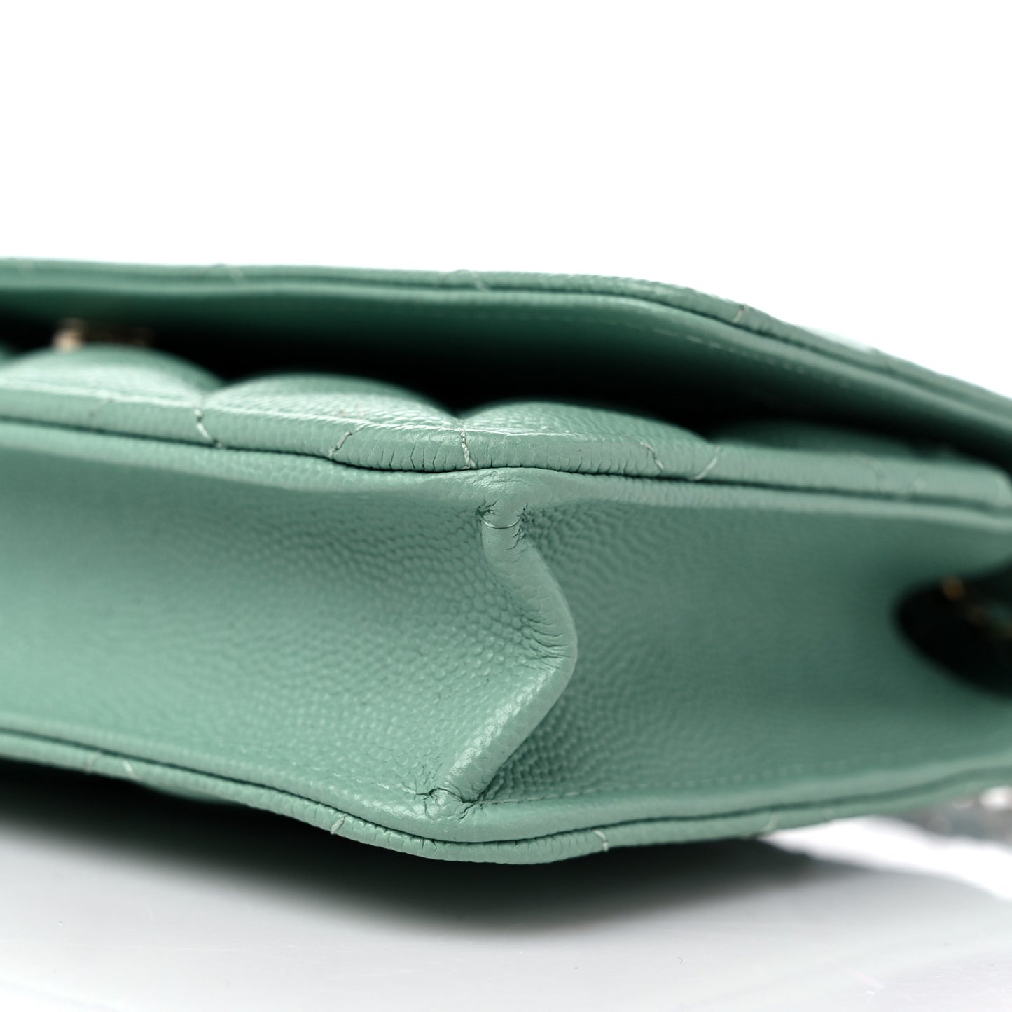 Caviar Quilted Wallet on Chain WOC Light Green