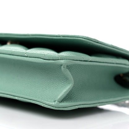 Chanel Caviar Quilted Wallet on Chain WOC Light Green 10 of 10